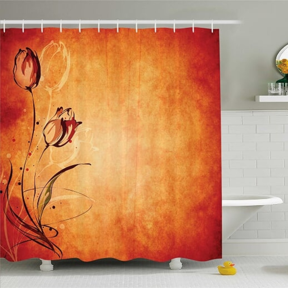 Shower Curtain Vintage Rose Bloom Painting Print